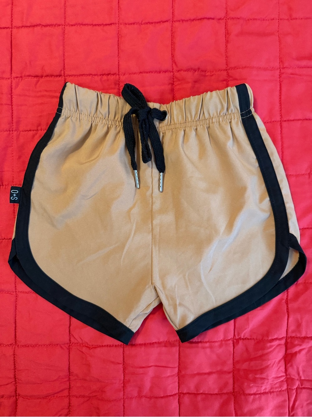 Kids Tan Shorts with Black Trim
